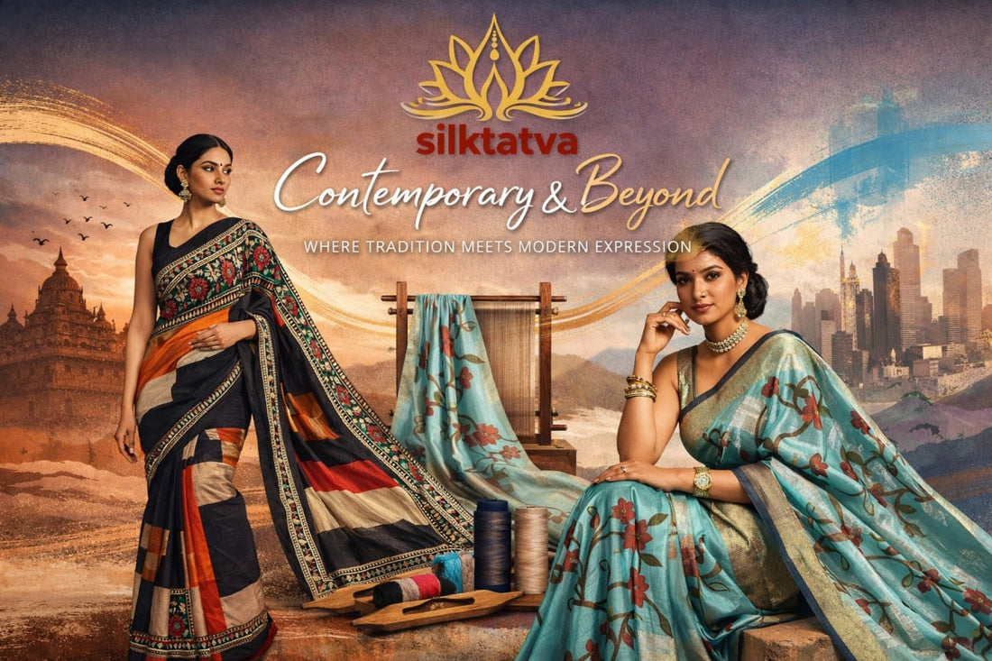 Contemporary Silk Sarees — Modern Designs with Traditional Weaves - Silk Tatva