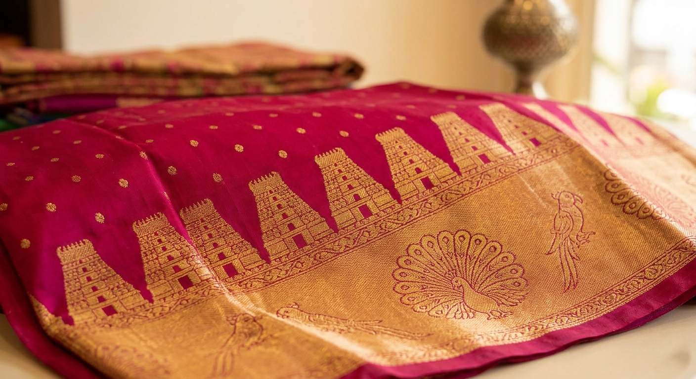 Pillars of Heritage: Decoding 5 Sacred Kanchipuram Saree Motifs