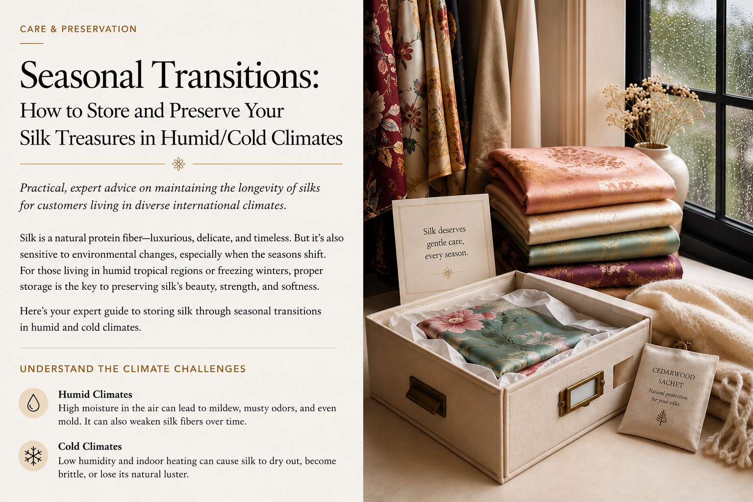 How to Store and Preserve Your Silk Treasures in Humid & Cold Climates