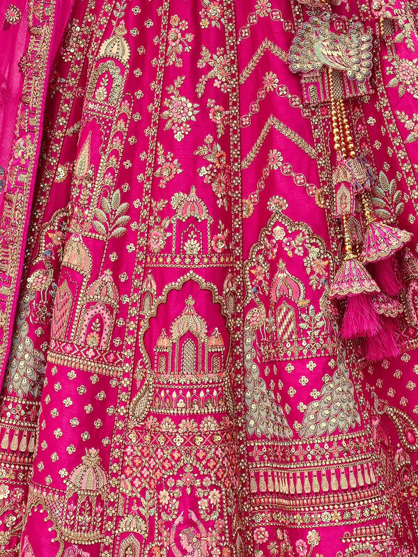 Modern Dark Pink Wedding Lehenga with Dual Dupattas