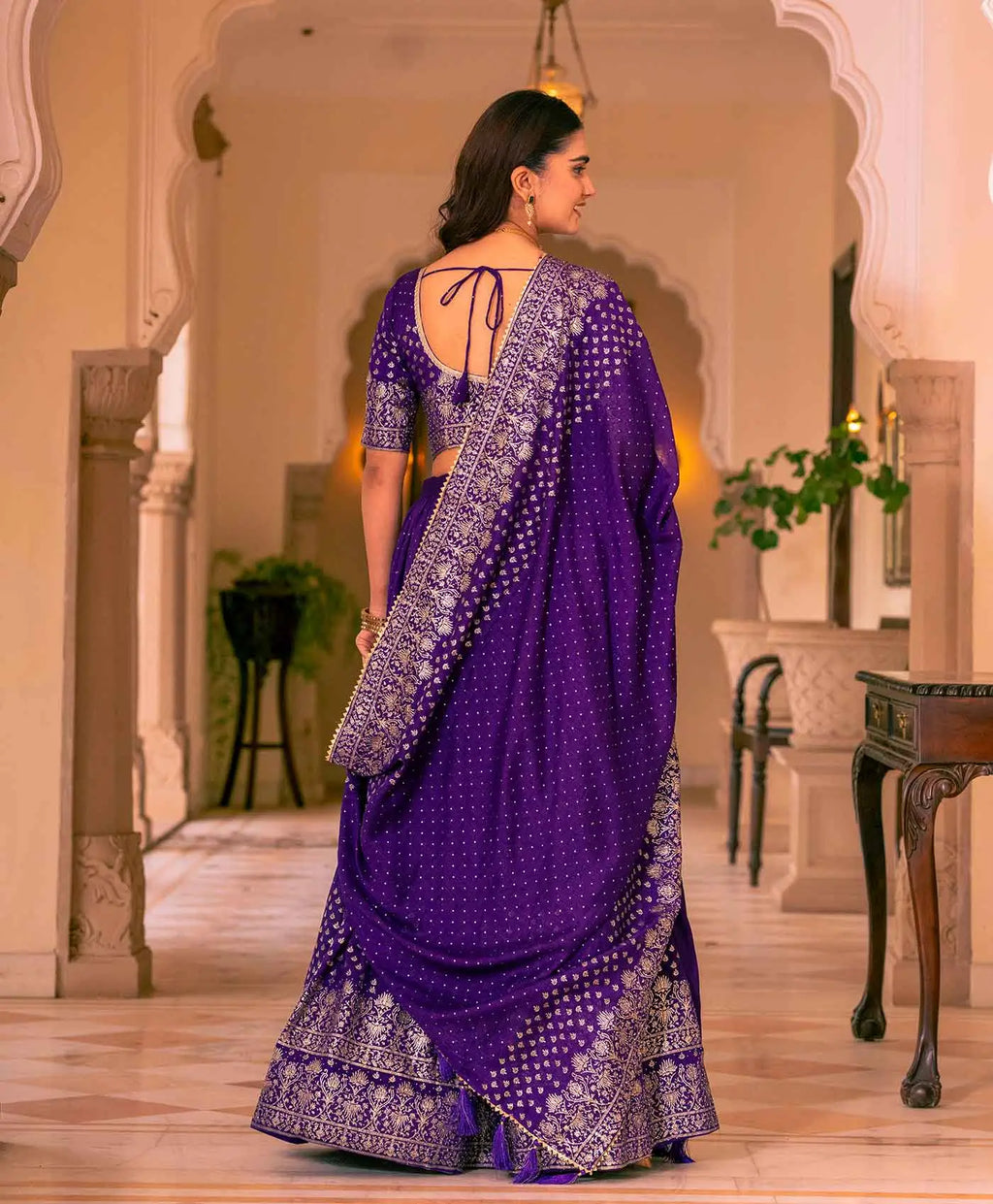 Traditional Purple Lehenga With Swarovski Sparkle