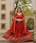 Traditional Rust Lehenga With Swarovski Sparkle
