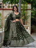 Mehndi Foil Printed Silk Lehenga Choli
