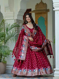 Maroon Lehenga Choli With Multi Color Foil Print