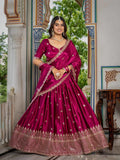 Pink Lehenga Choli With Sequins Embroidery Work