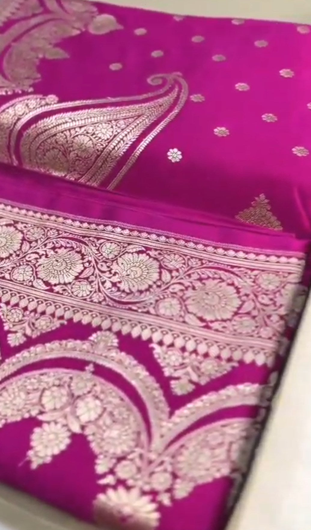 Onion Pink Banarasi Mashru Soft Silk Butta Saree