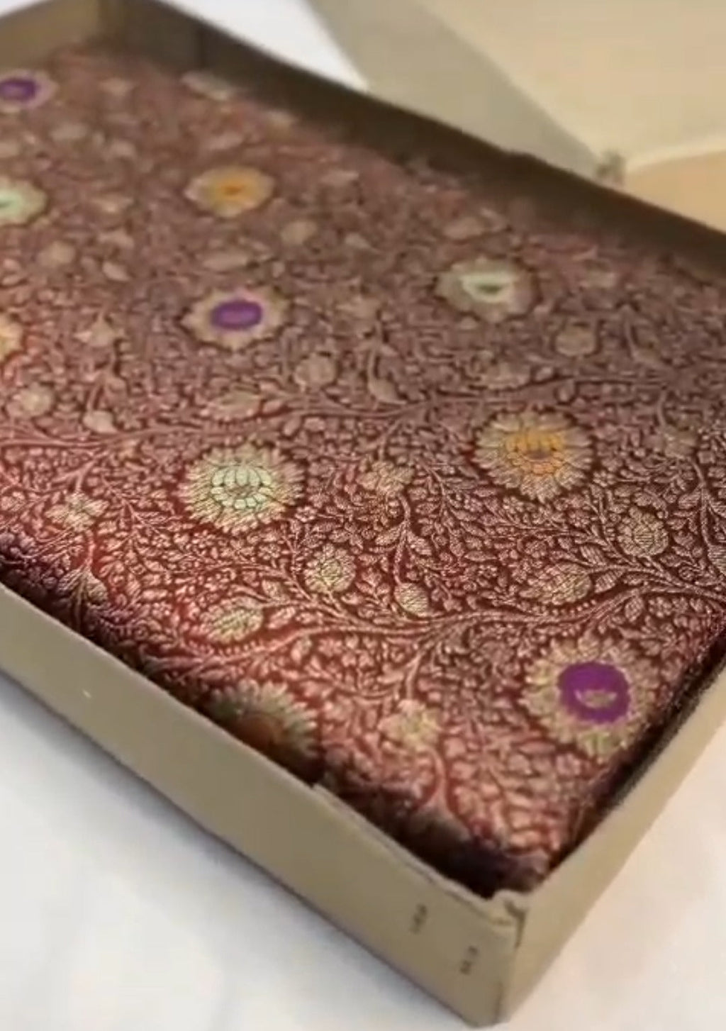 Maroon Banarasi Handloom Katan Silk Meenakari Saree