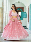 Baby Pink Lehenga Choli With Embroidery Work