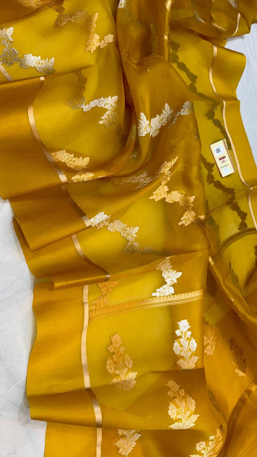 Sennep Banarasi Håndvæv Kora Organza Silke Saree
