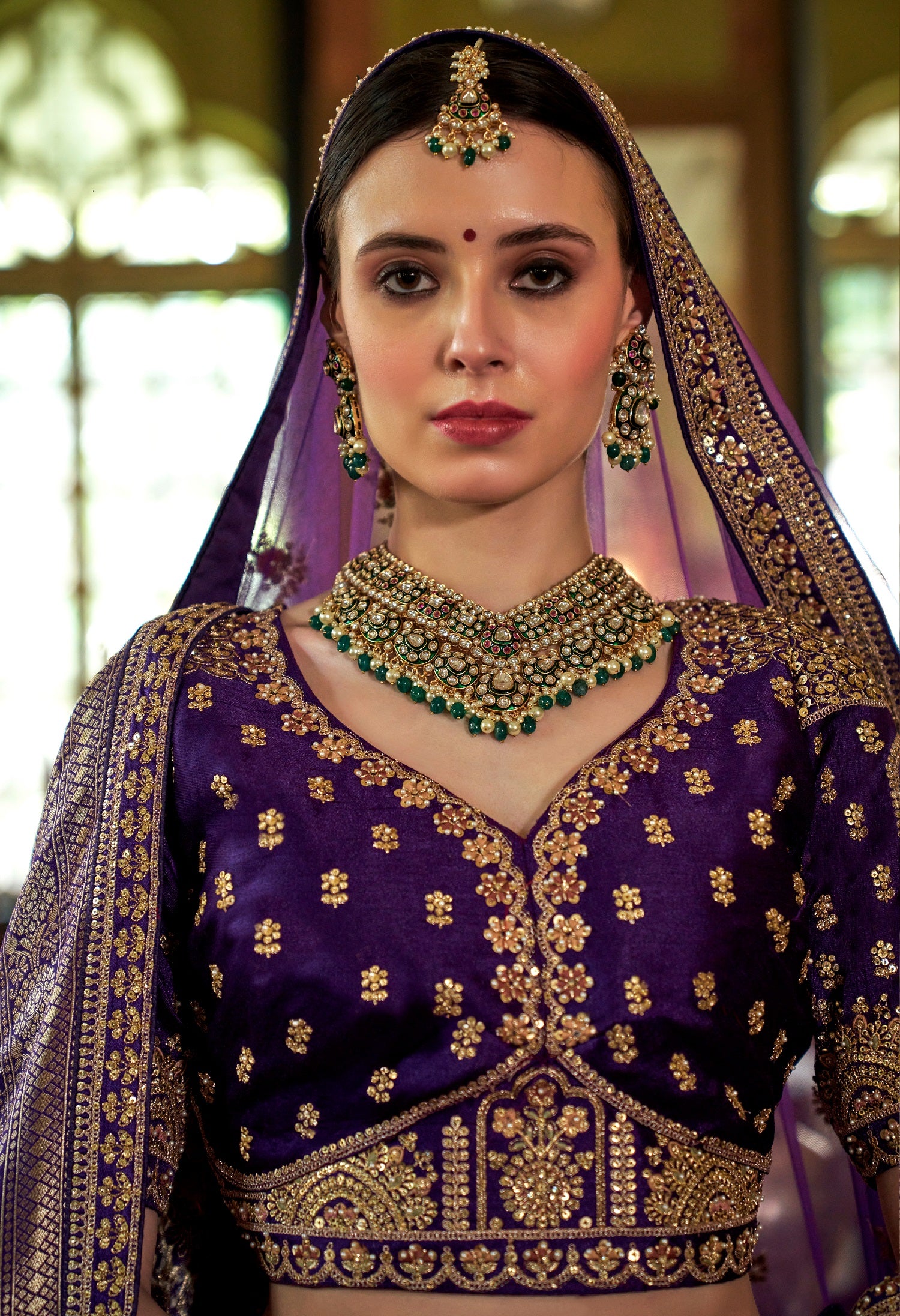 Designer Purple Bridal Lehenga with Intricate Embroidery