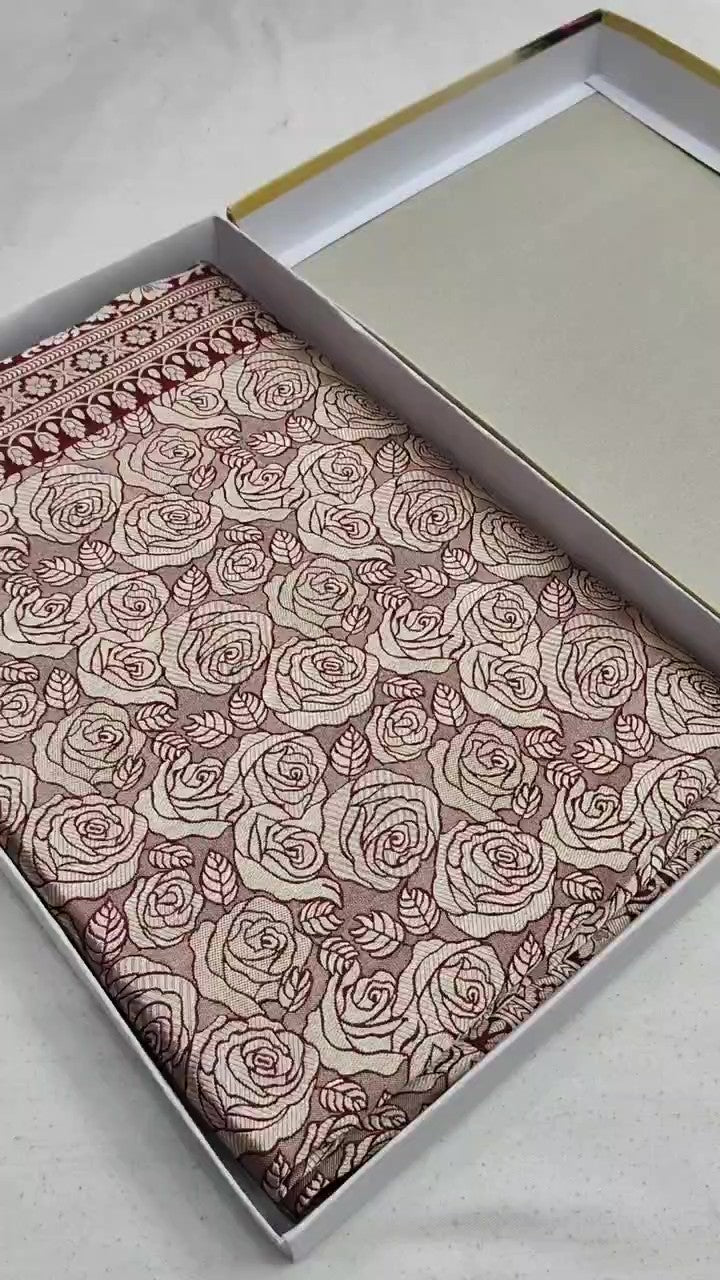 Wine Banarasi Handloom Katan Silk Brocade Saree