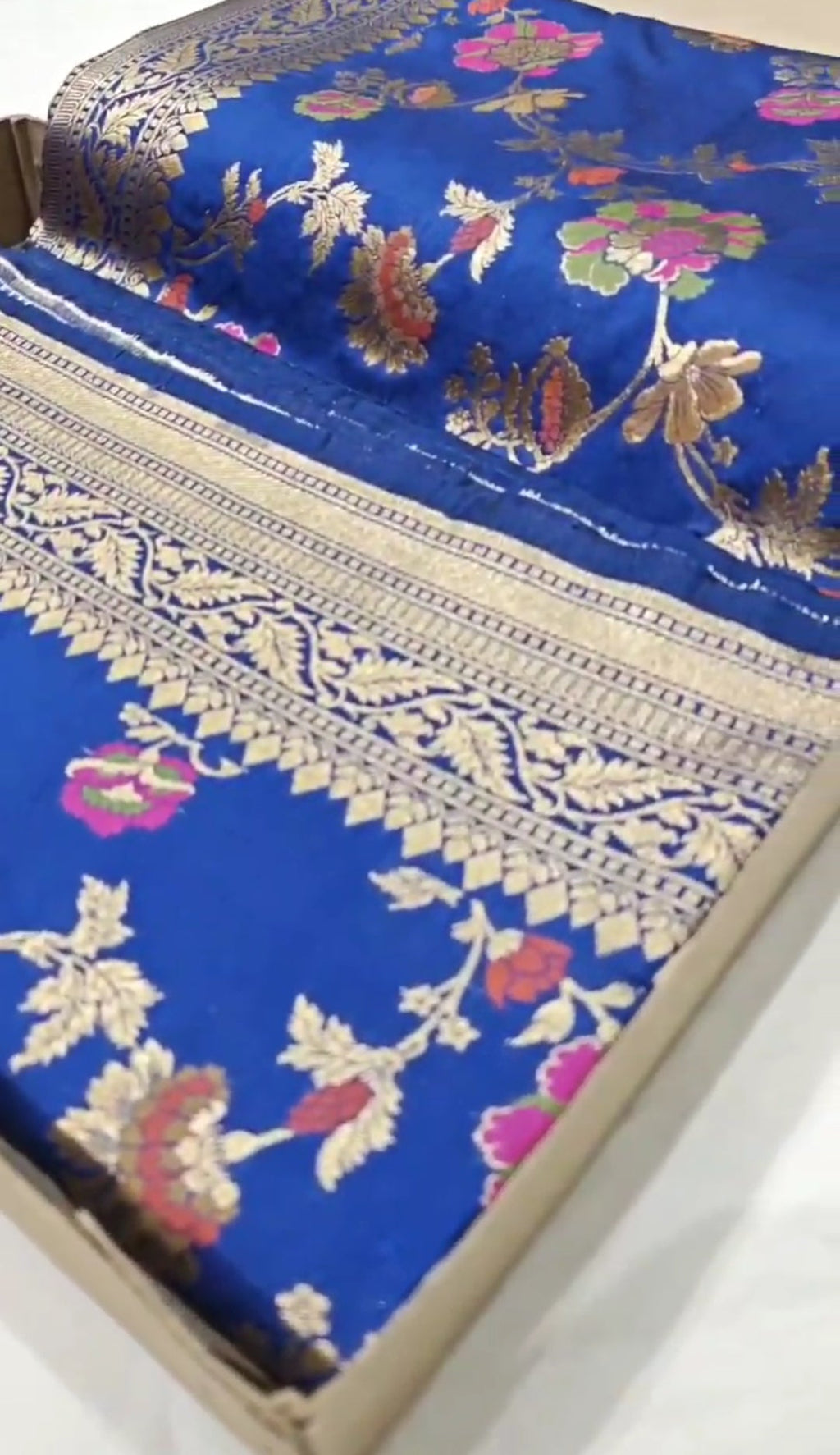 Azure Blue Banarasi Soft Katan Silk Tilfi Meenakari Saree