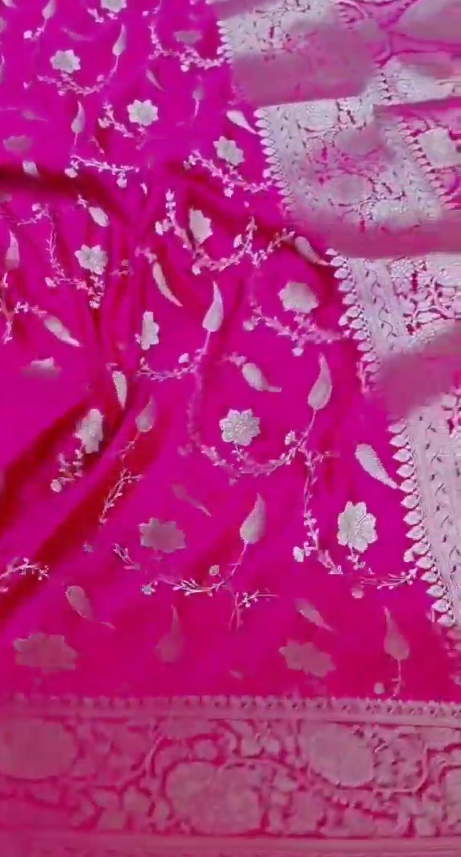 Pink Banarasi Mashru Blød Silke Saree