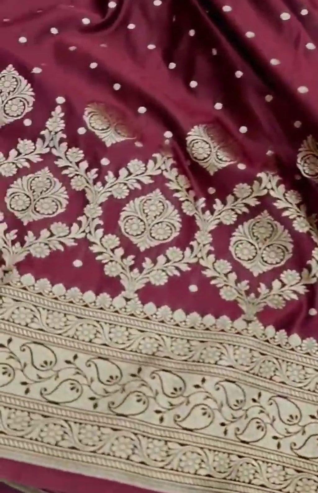 Wine Banarasi Mashru Soft Silk Saree