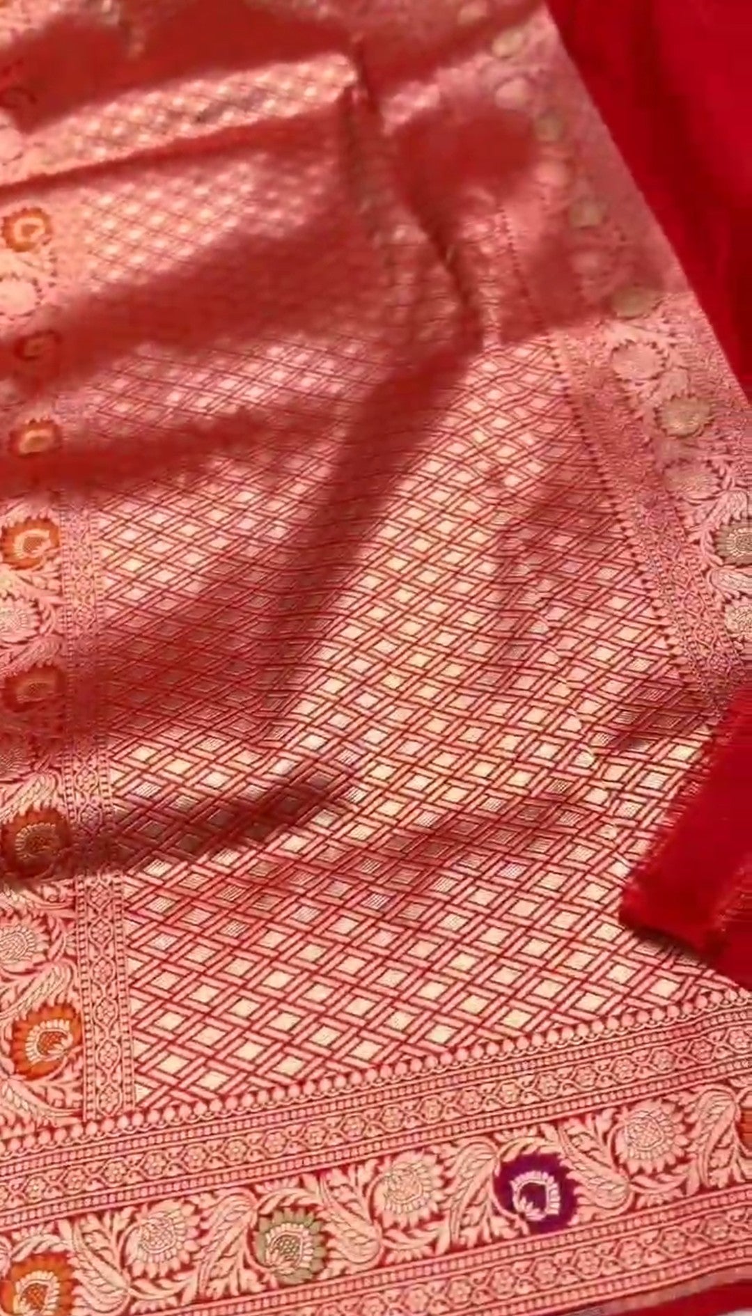 Red Banarasi Handloom Katan Silk Meenakari Saree