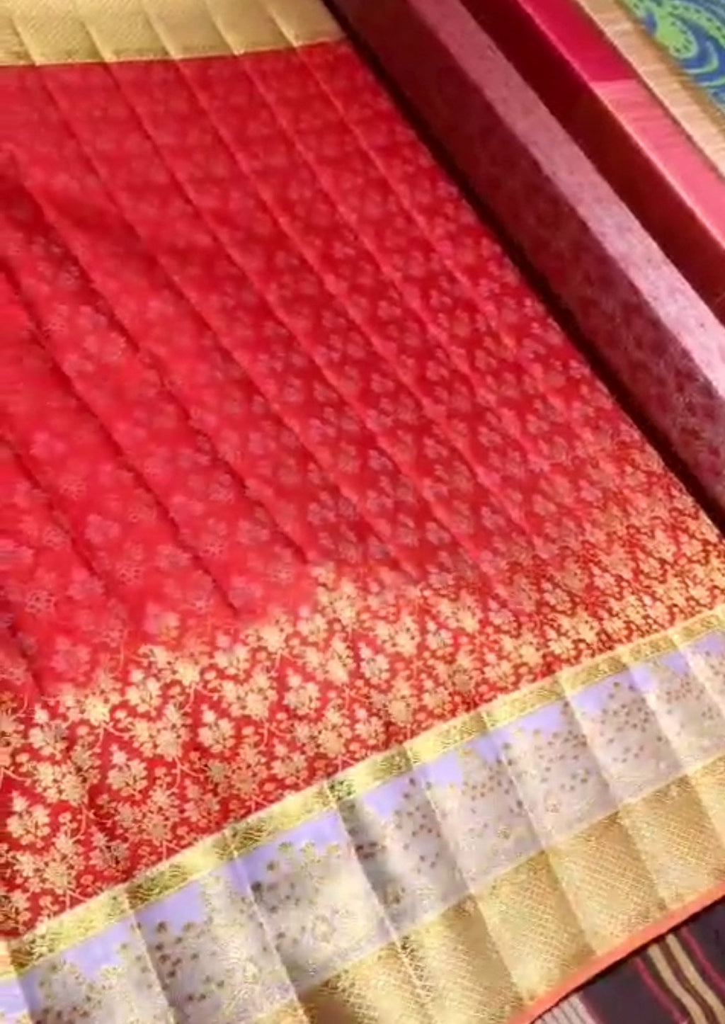 Red Kanchipuram Handloom Tissue 1G Red Brocade Silk Saree