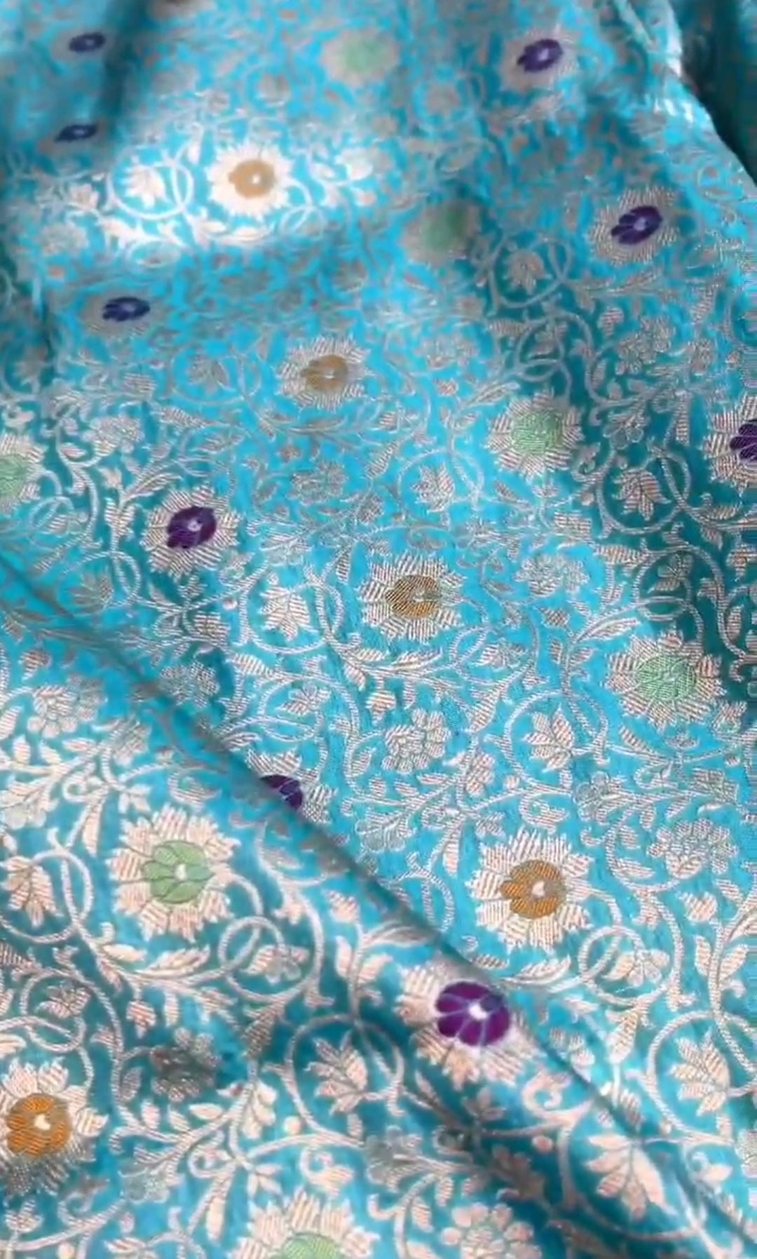 Blå Banarasi håndvævet Katan Silk Meenakari Saree