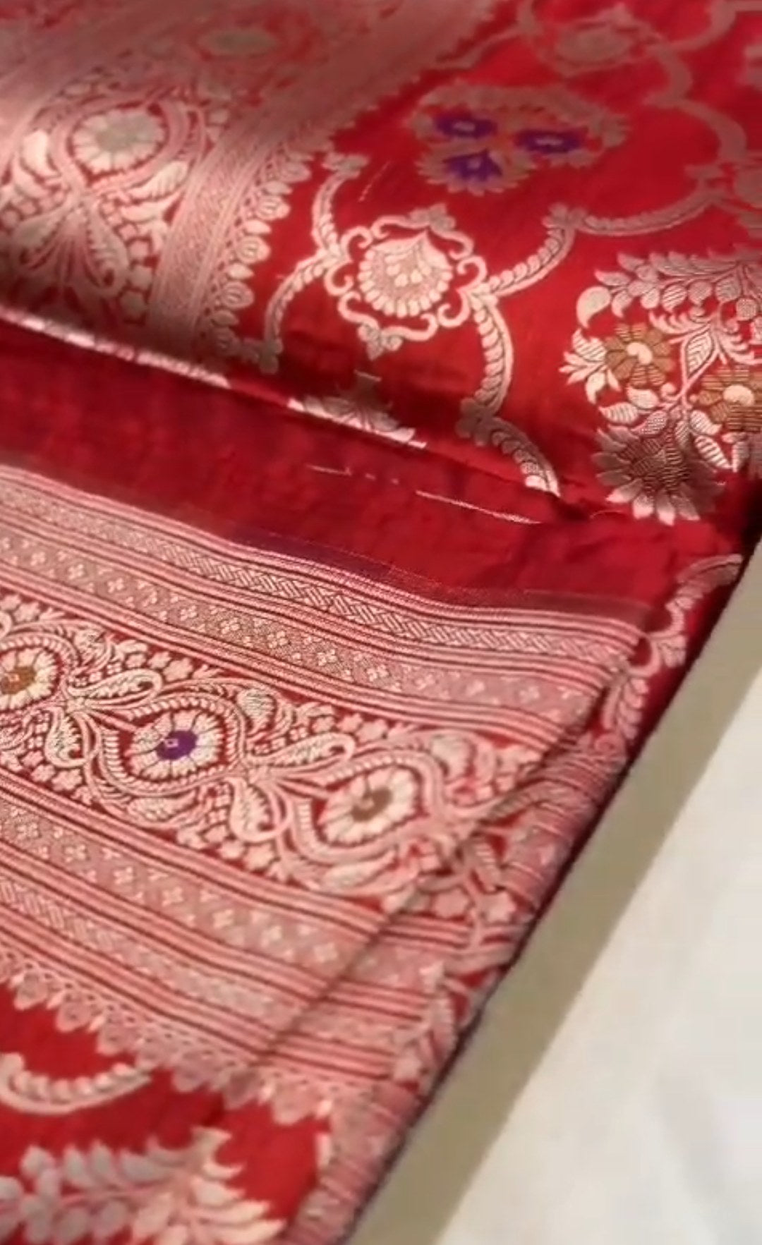 Rustic Red Banarasi Handloom Katan Silk Meenakari Saree