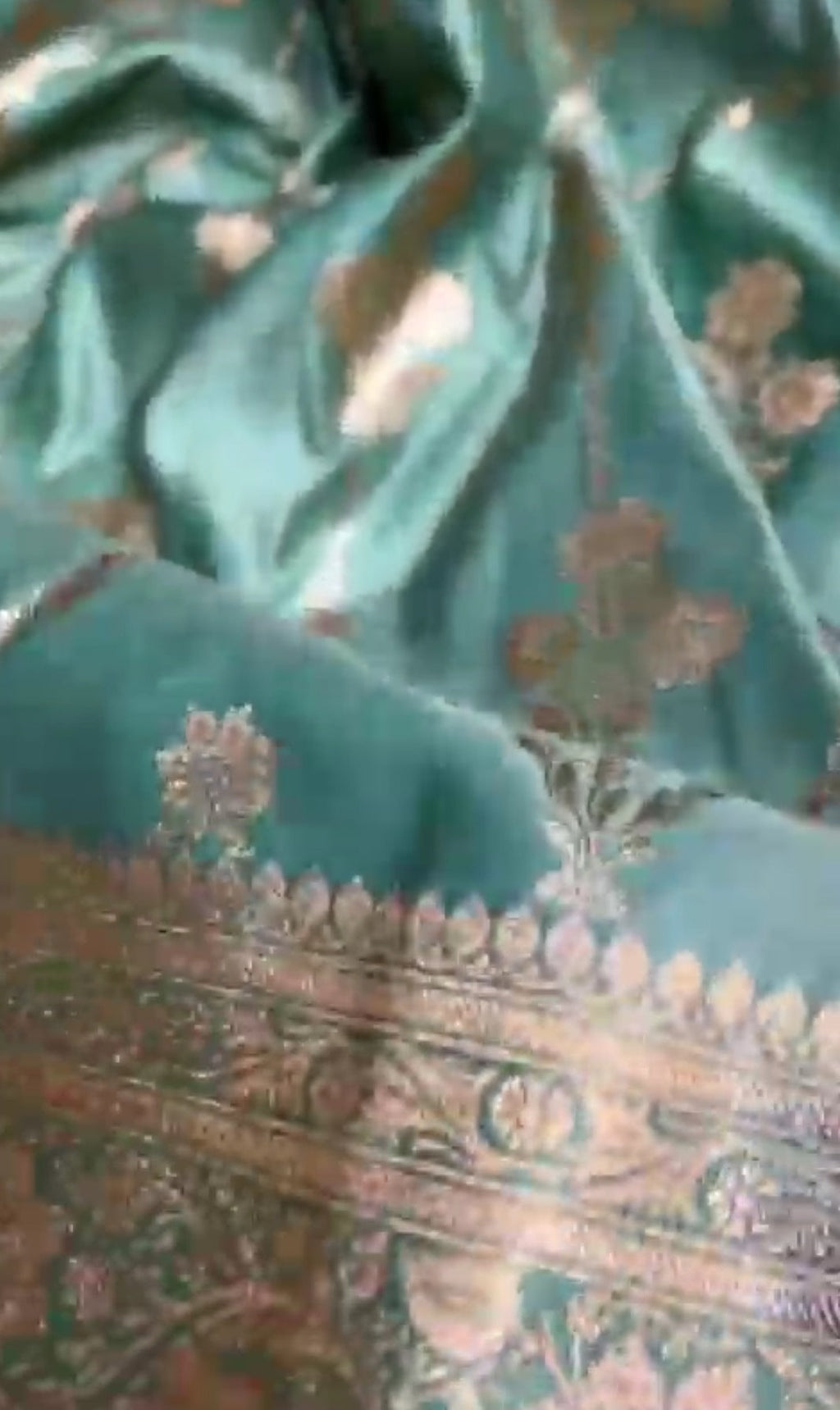 Pastel Sea Green Banarasi Satin Katan Silk Saree