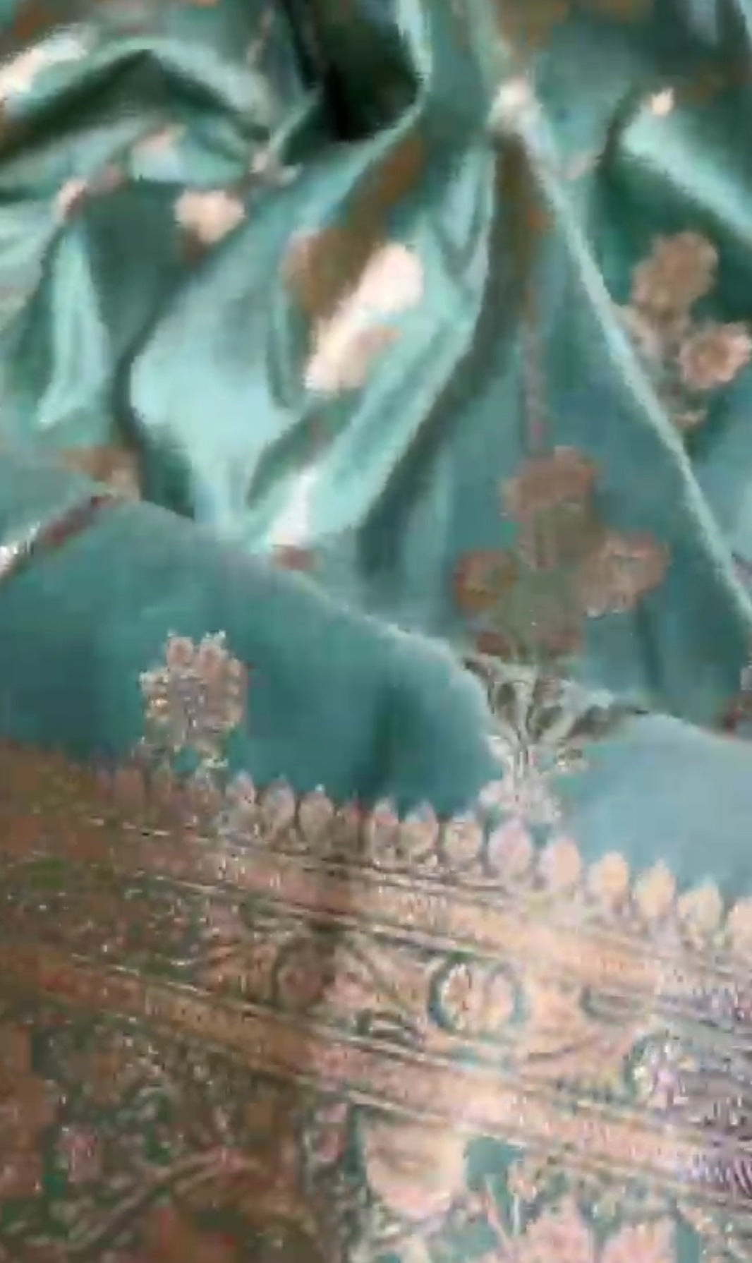 Pastel Sea Green Banarasi Satin Katan Silk Saree