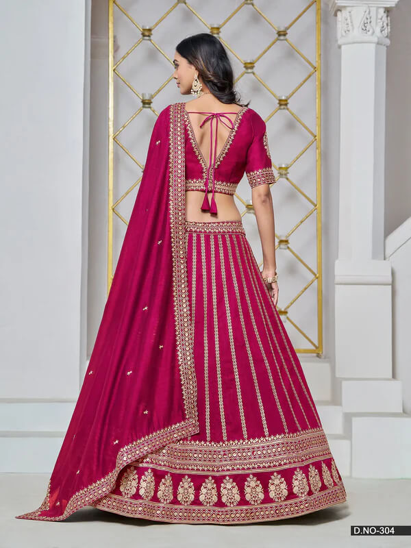 Stylish Cherry Pink Designer Lehenga Choli in Art Silk