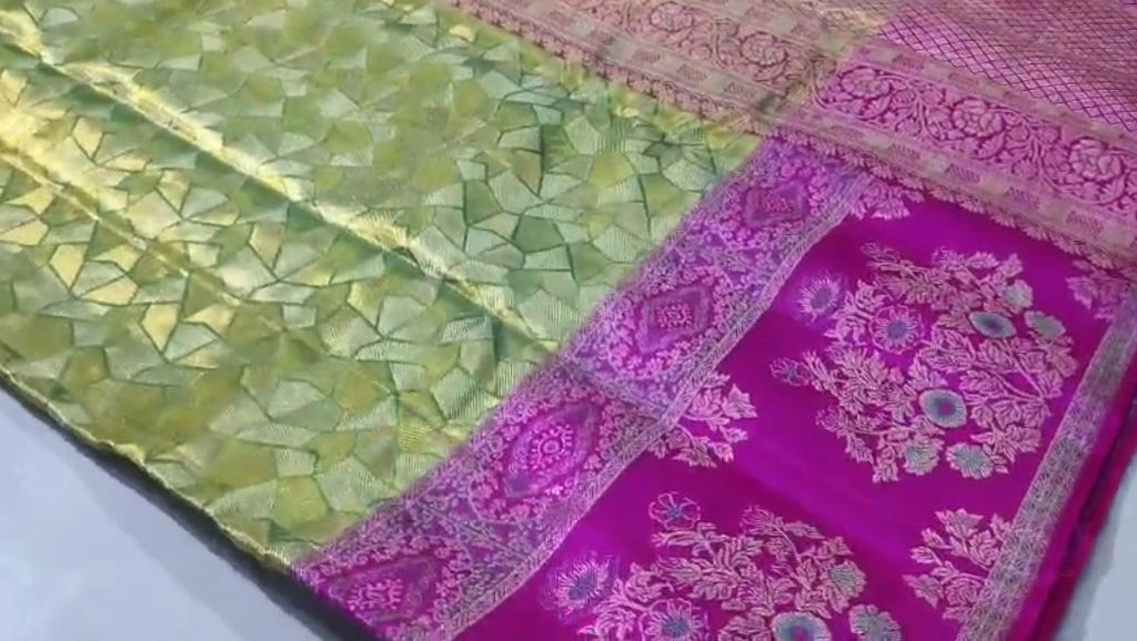 Green Kanchipuram Handloom Tissue Brocade Silk Saree