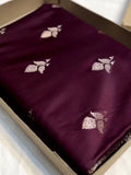 Wine Banarasi Satin Katan Silk Saree