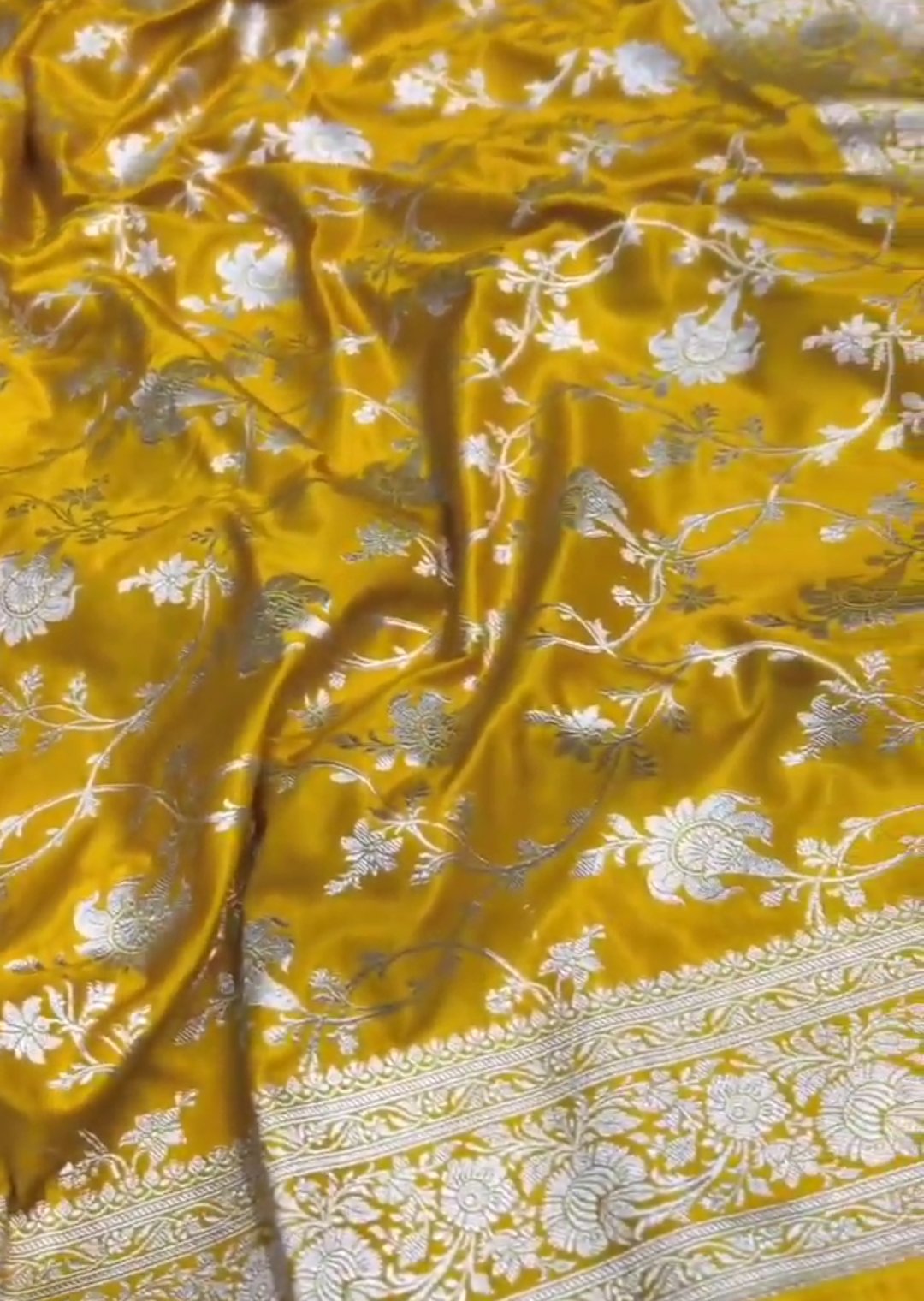 Mustard Banarasi Mashru Soft Silk Saree