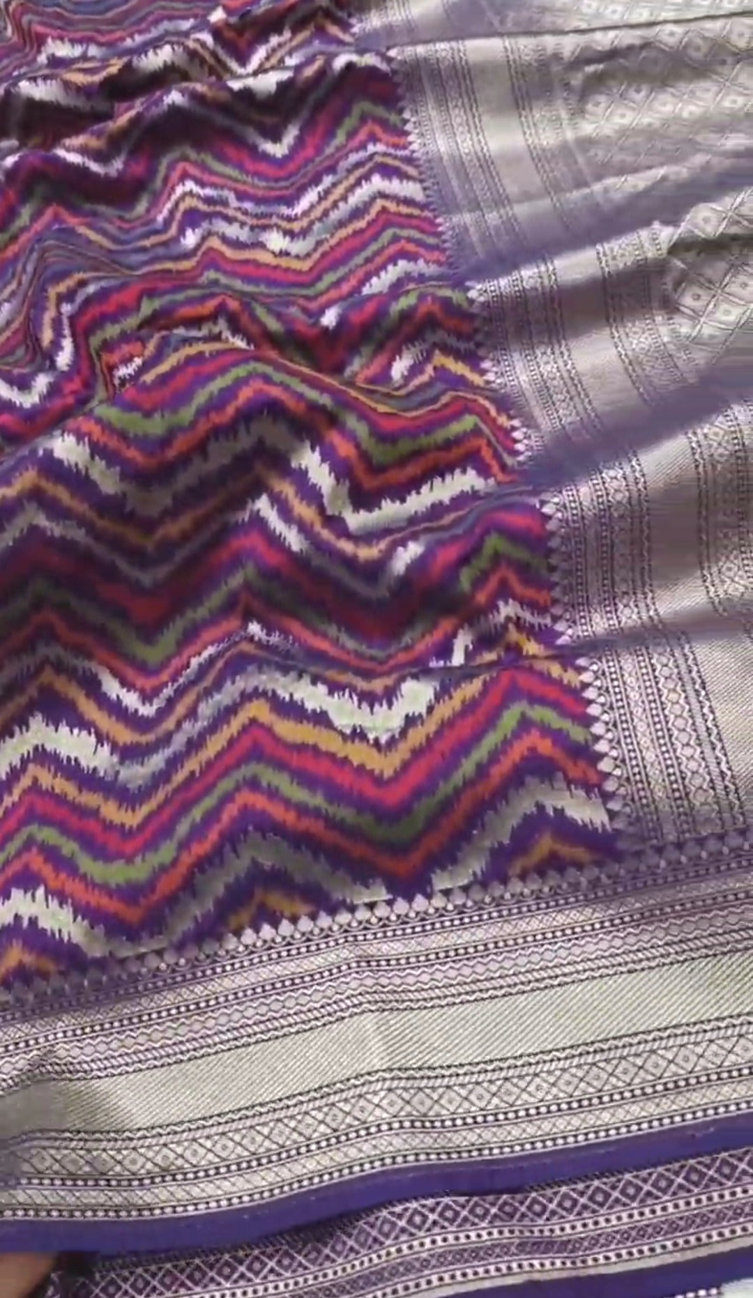 Purple Banarasi Soft Katan Silk Lehriya Saree