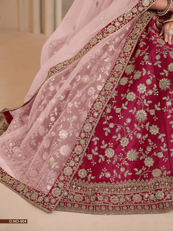 Elegant Red Designer Art Silk Lehenga for Weddings
