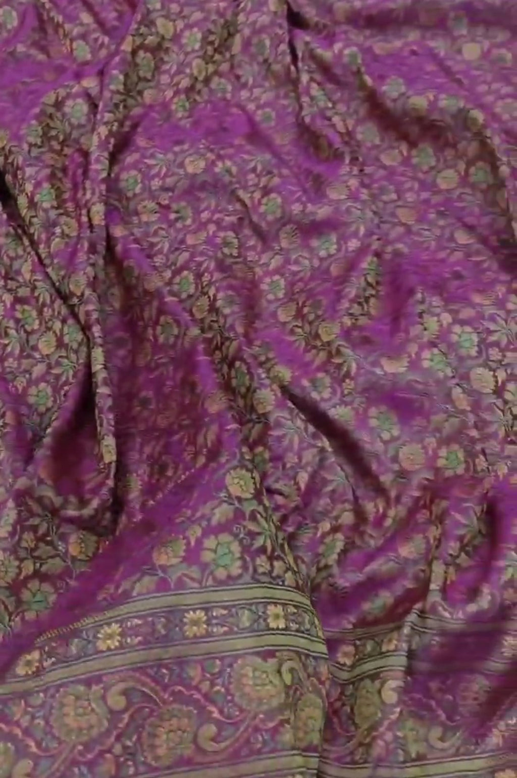 Dark Pink Banarasi Semi Katan Silk Tanchoi Brocade Saree