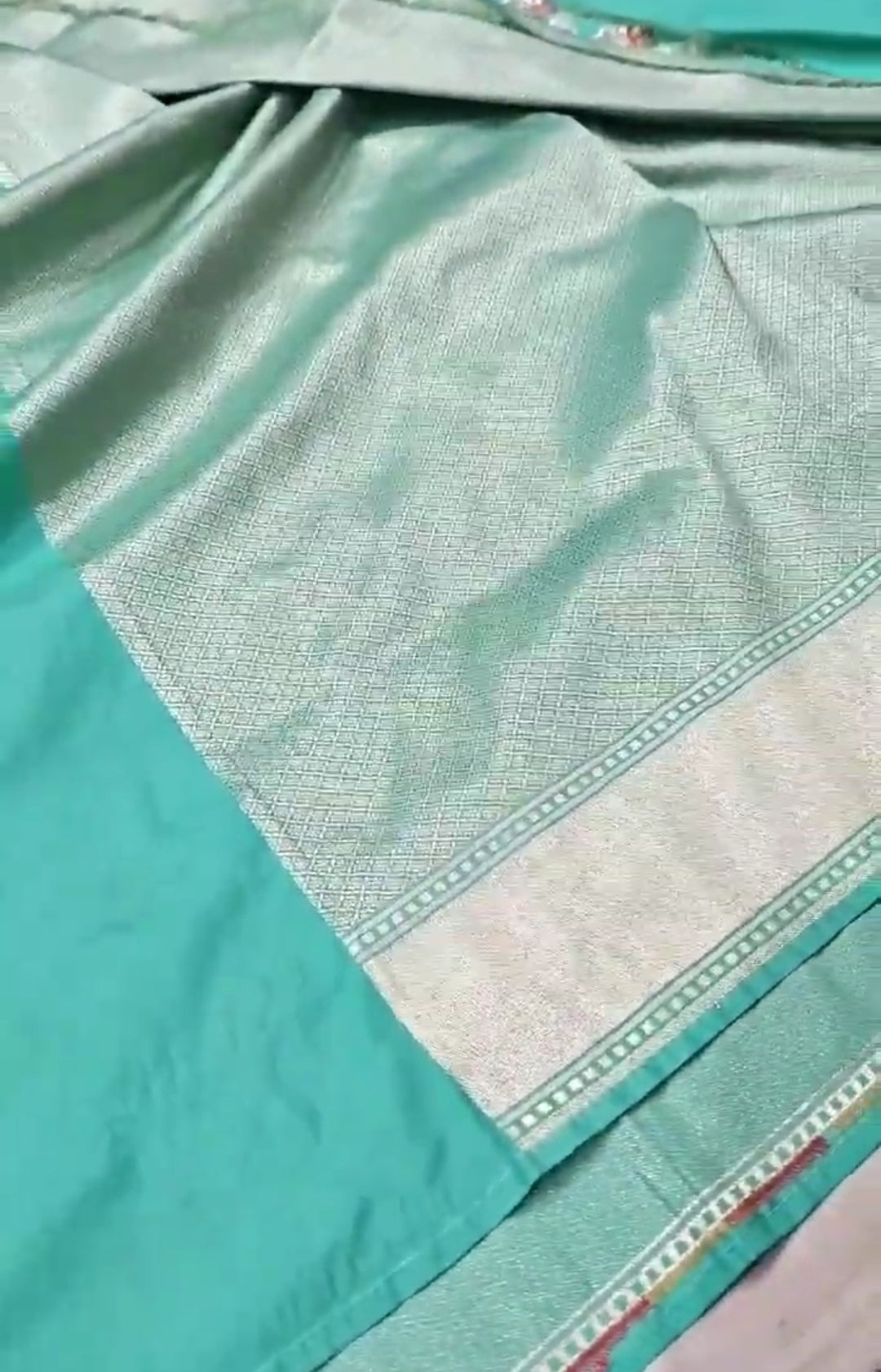 Sea Green Banarasi Soft Katan Silk Tilfi Meenakari Saree
