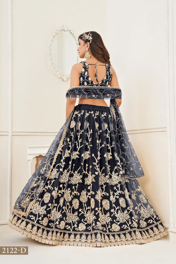 Elegant Black Sequin and  Thread Lehenga Choli