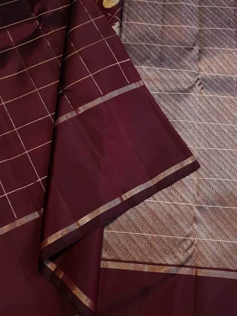 Maroon Kanchipuram Handloom 2G Gold Pattu Silk Saree