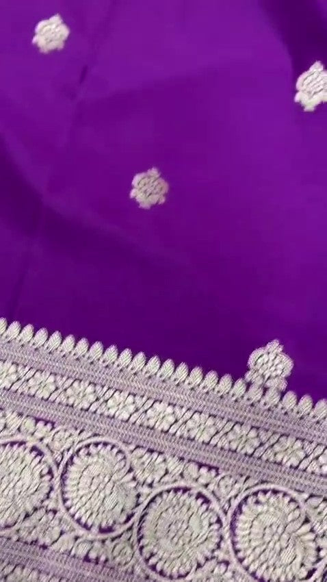 Purple Banarasi Mashru Soft Silk Saree