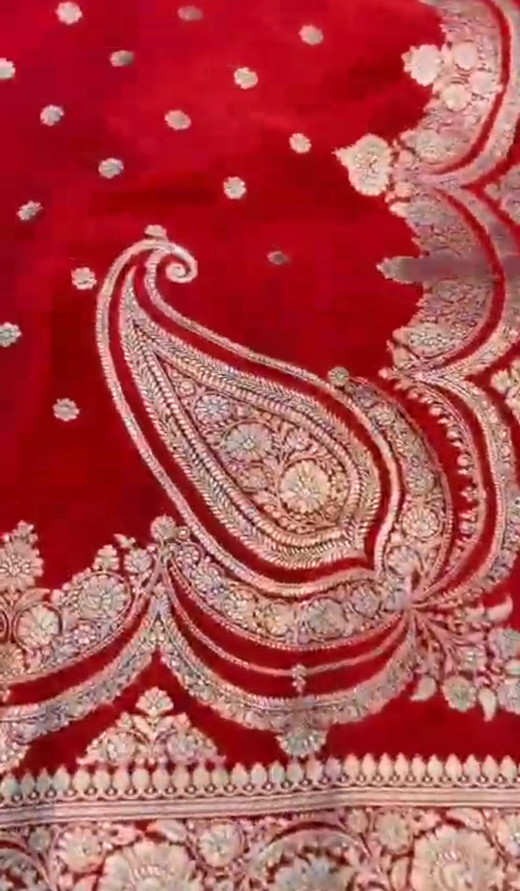 Chilly Red Banarasi Mashru Soft Silk Butta Saree