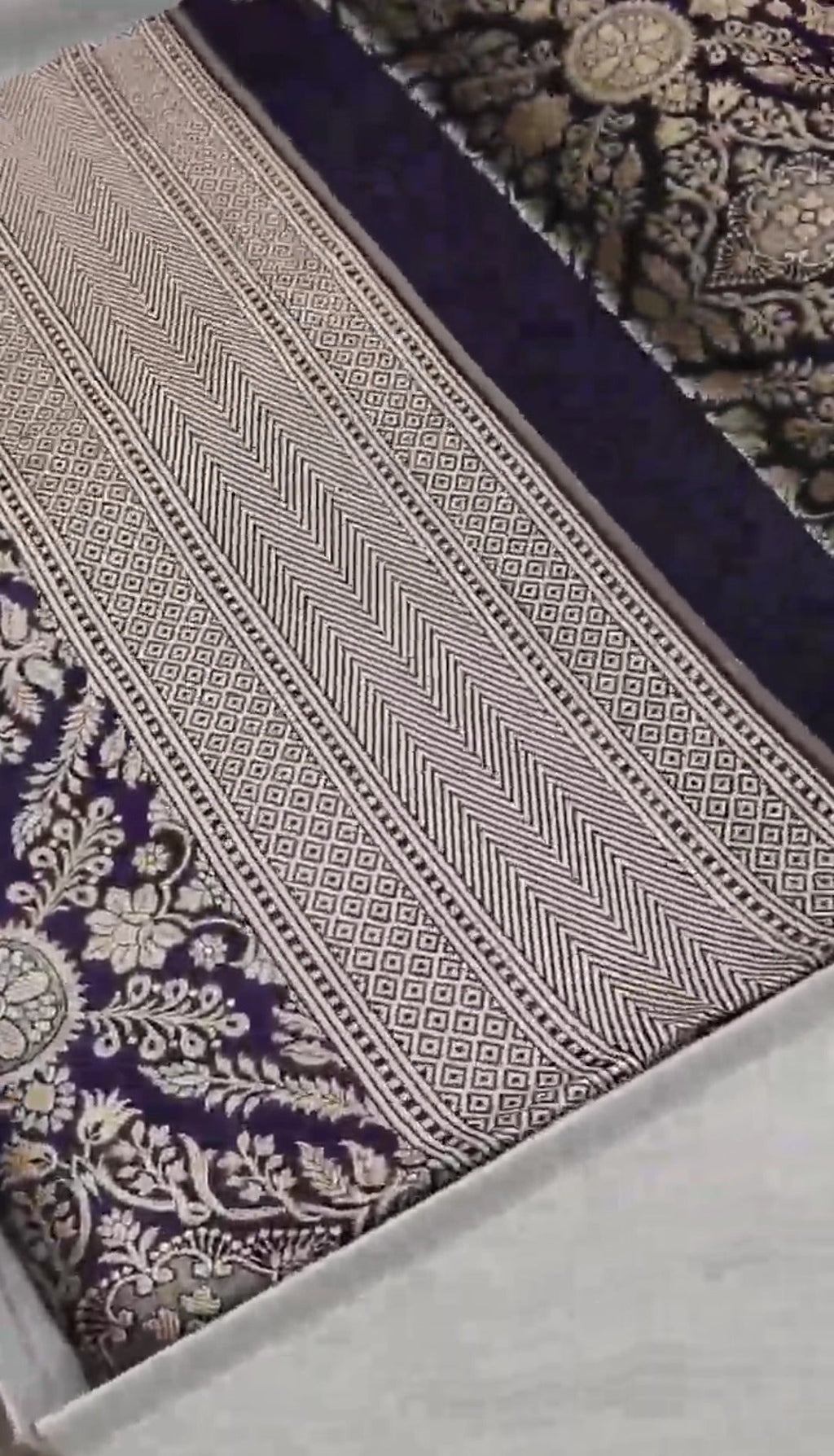 Dark Purple Banarasi Handloom Katan Silk Brocade Saree