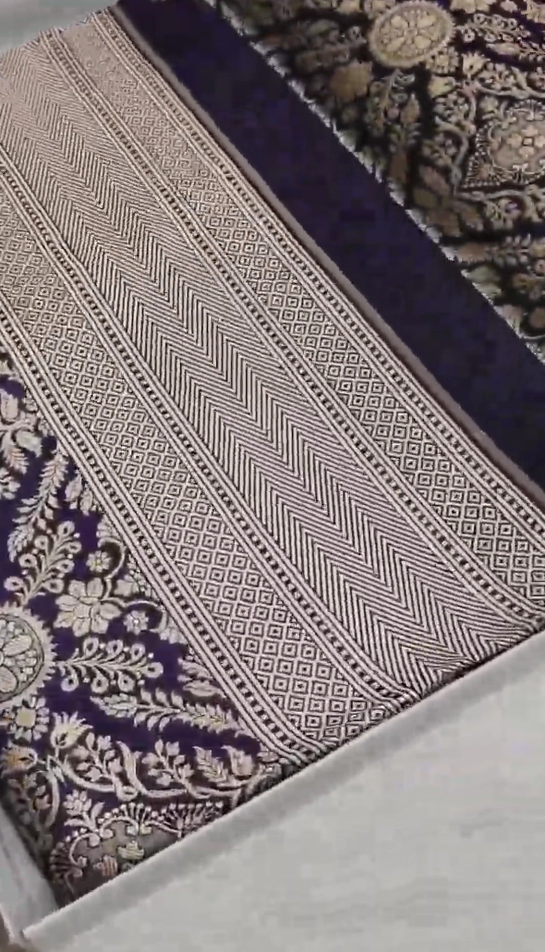 Dark Purple Banarasi Handloom Katan Silk Brocade Saree