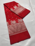 Red Chanderi Handloom Pattu Silk Bridal Saree