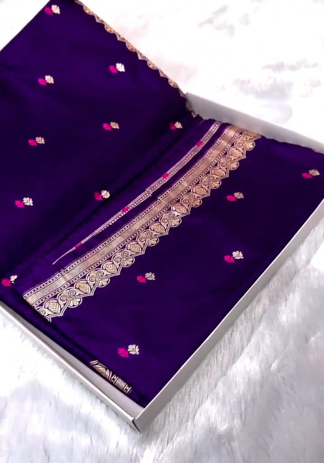 Purple Banarasi Mashru Soft Silk Saree