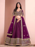 Designer Purple Lehenga Choli with Mirror & Embroidery