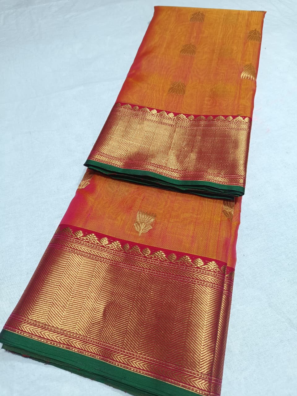 Dual Tone Rani Pink Chanderi Handloom Katan Silk Saree