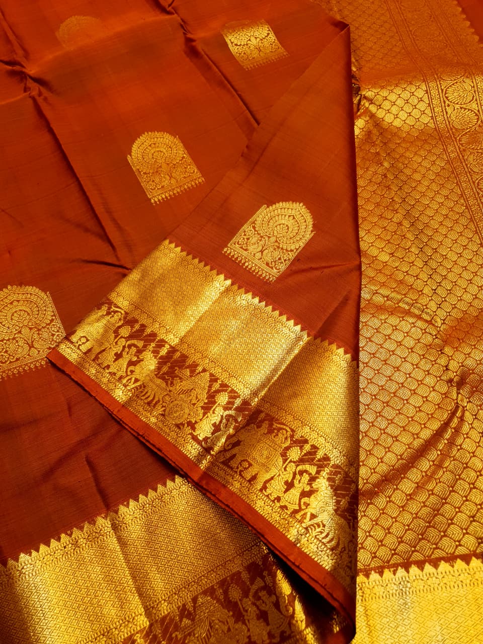 Red Kanchipuram Handloom 1G Gold Kalyana Pallakku Silk Saree