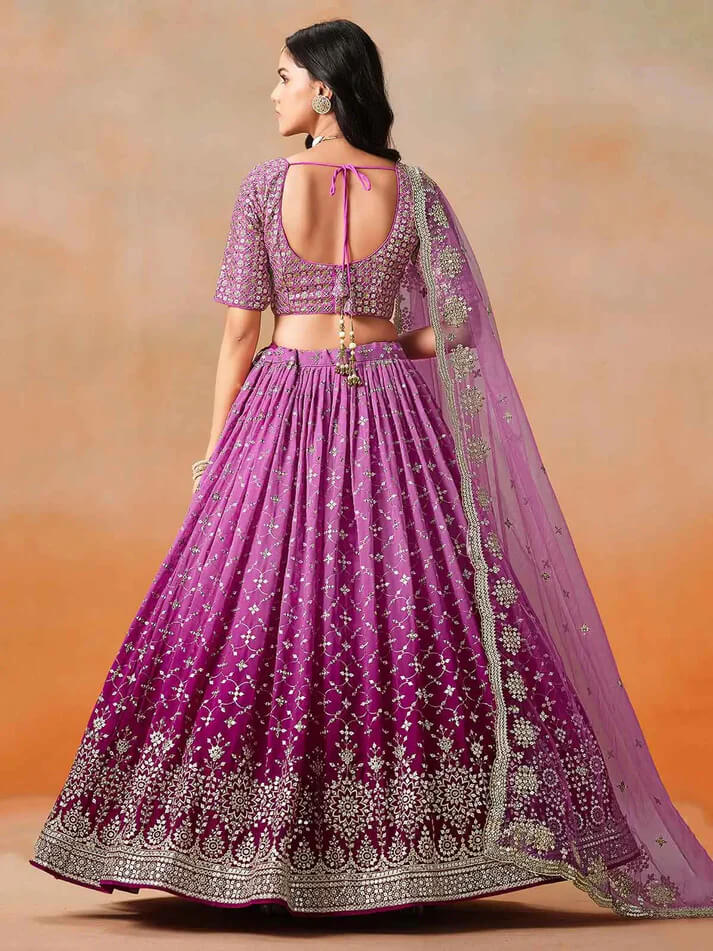 Rani Pink Georgette Lehenga with Zari & Sequins Work