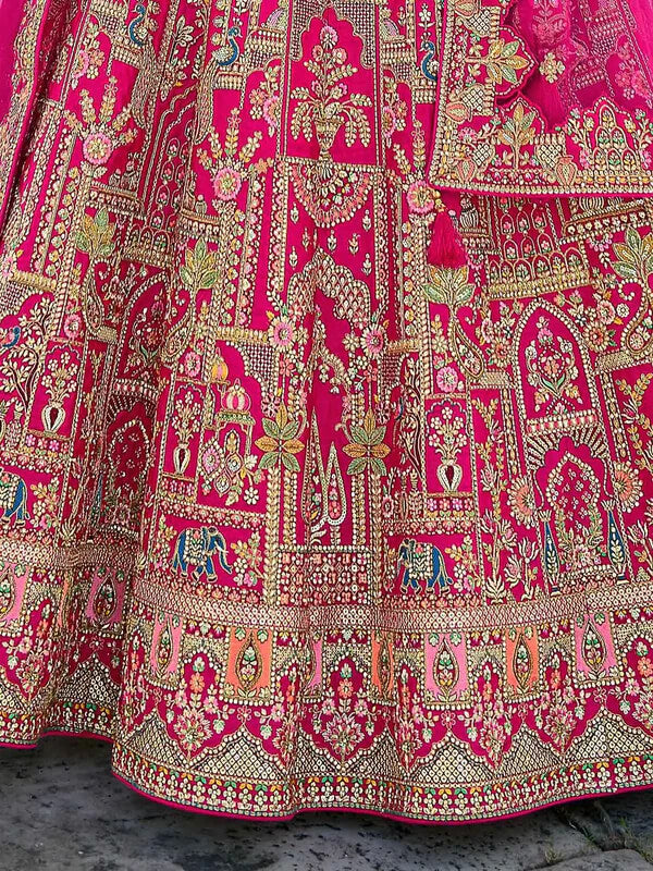 Designer Pink Wedding Lehenga with Dual Dupatta