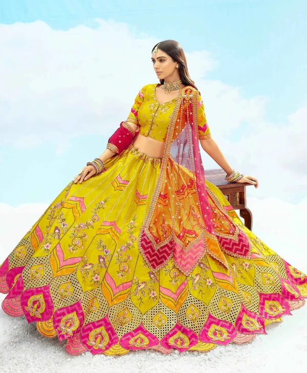 Pink Silk Bridal Lehenga with Designer Embroidery