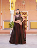 Burnt Maroon Lehenga With Embroidery Work