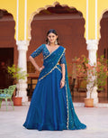 Peacock Blue Lehenga With Embroidery Work