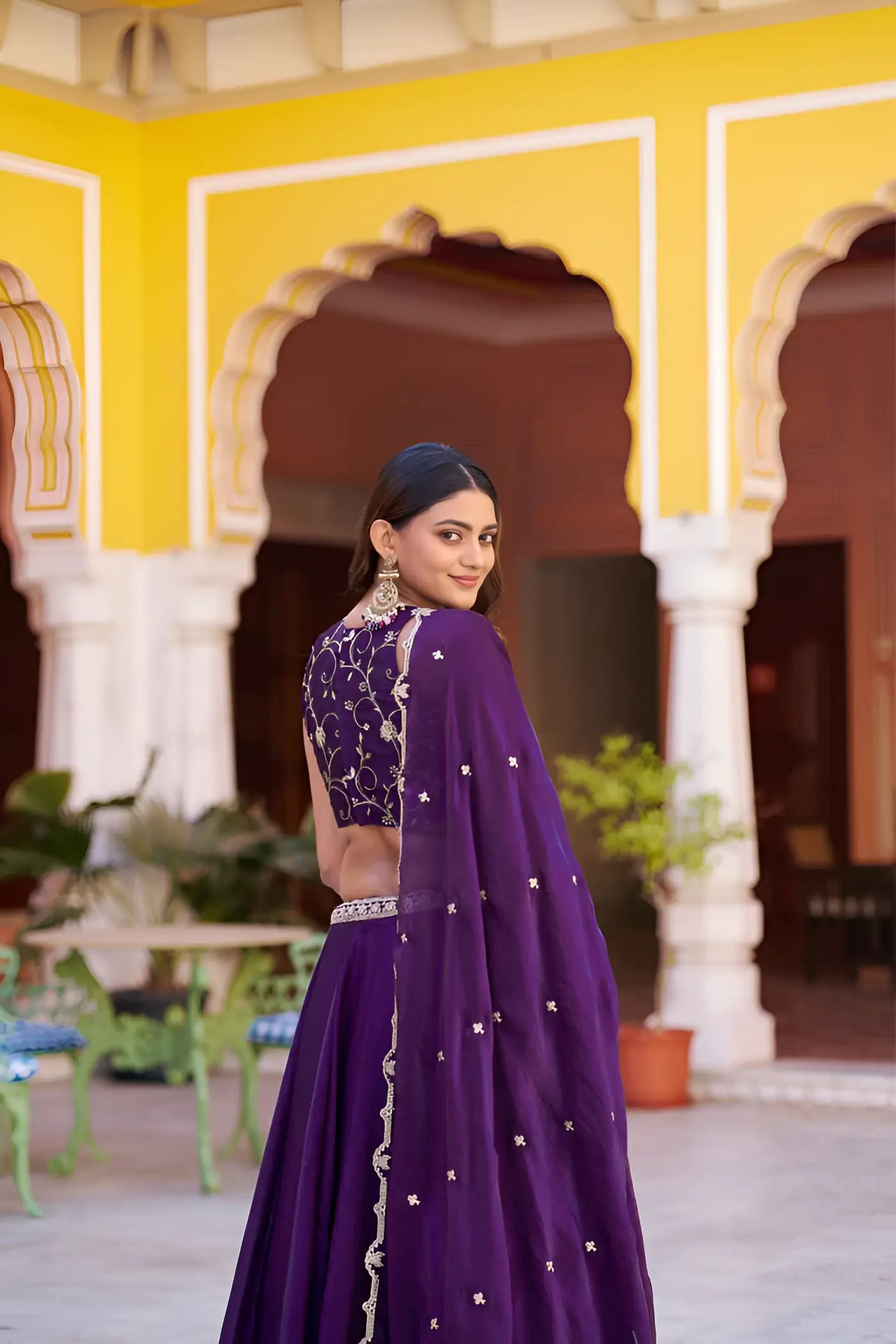 Dark Purple Lehenga With Embroidery Work