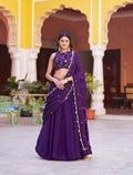 Dark Purple Lehenga With Embroidery Work